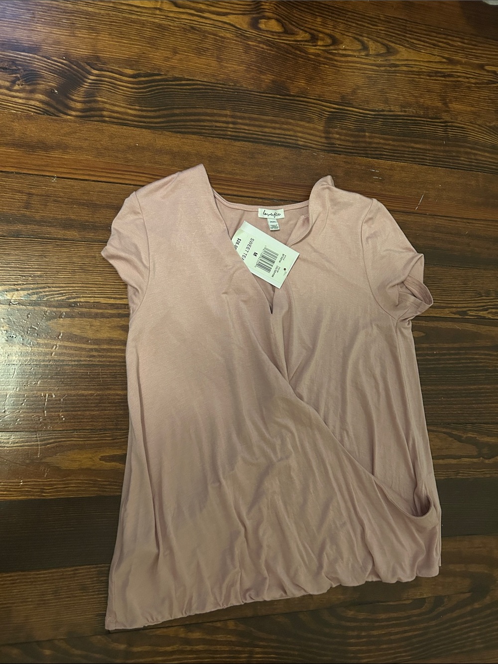 love, Fire Dusty Rose Wrap-Front Short Sleeve Top